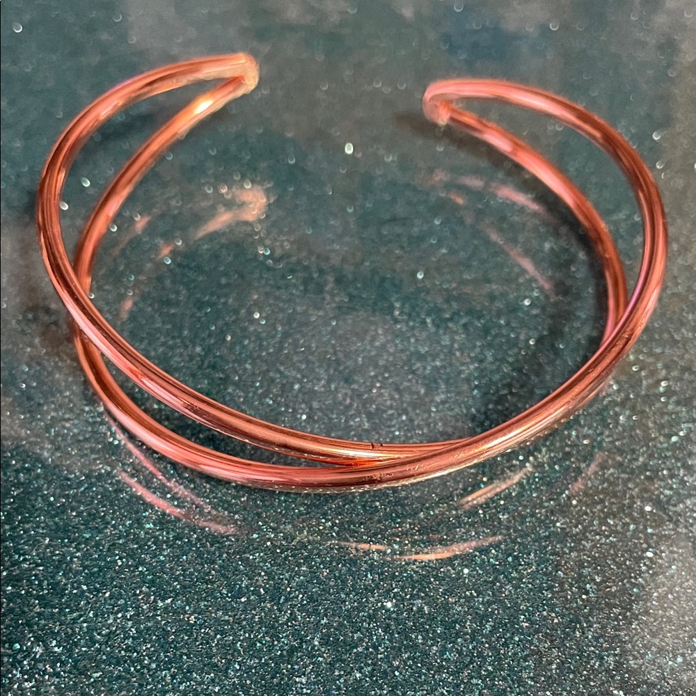 Women’s Rose tone Open Cuff Bracelet - Elegant Minimalist Bangle